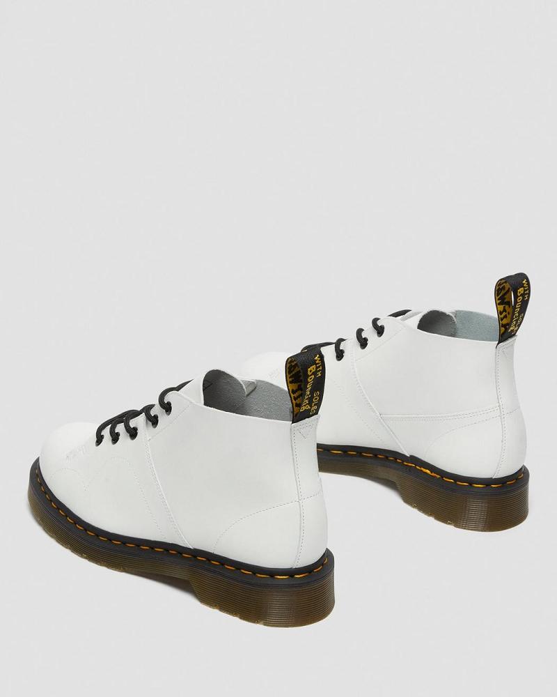 Men's Dr Martens Church Smooth Leather Monkey Boots White | AU 549PJJ